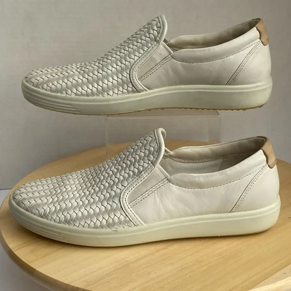 Ecco Women's Cream Woven Slip-On Sneakers - Picture 6 of 12